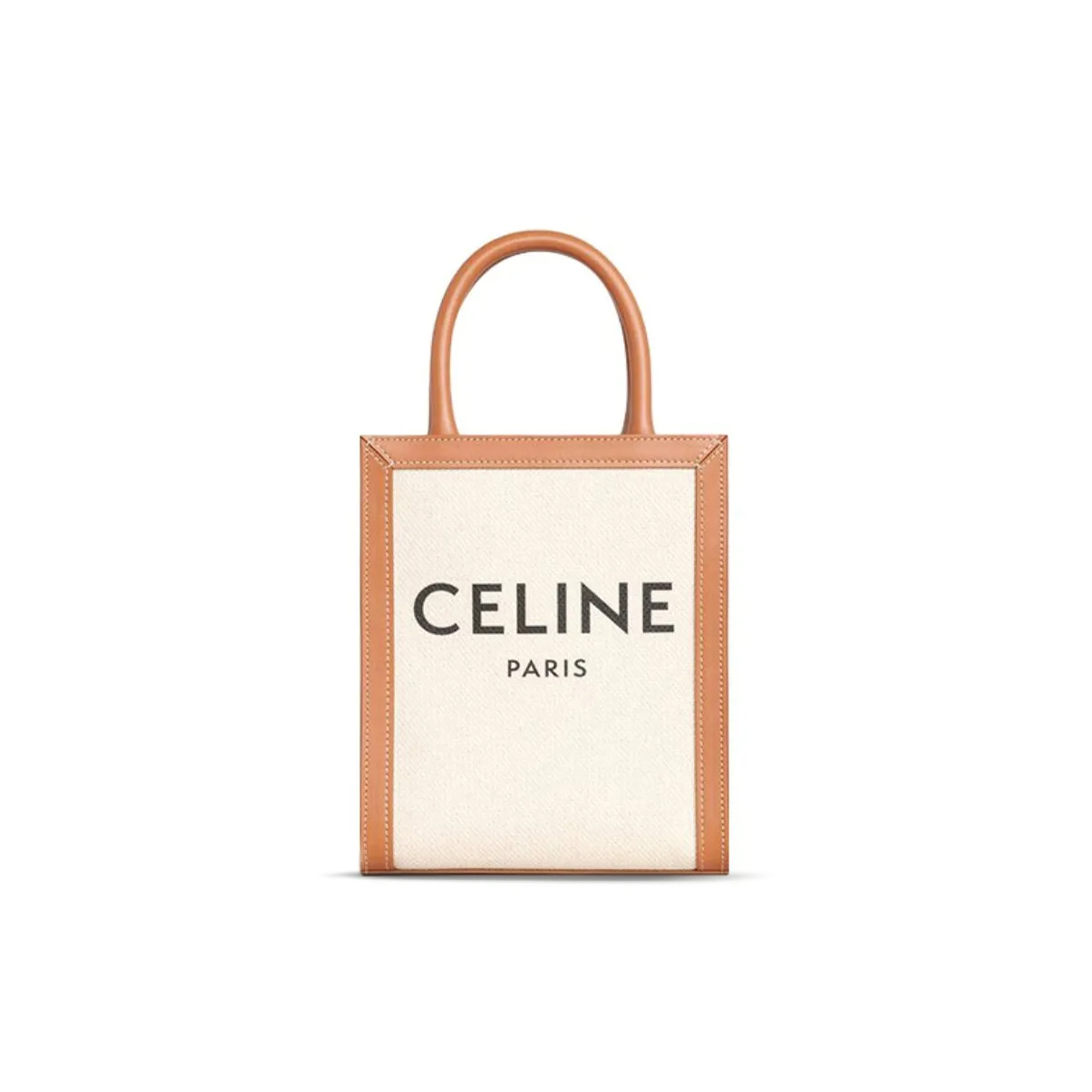 CELINE MINI TOTE IN CABAS TRIOMPHE CANVAS AND CALFSKIN 193302BNZ.02NT (21*17*4cm)